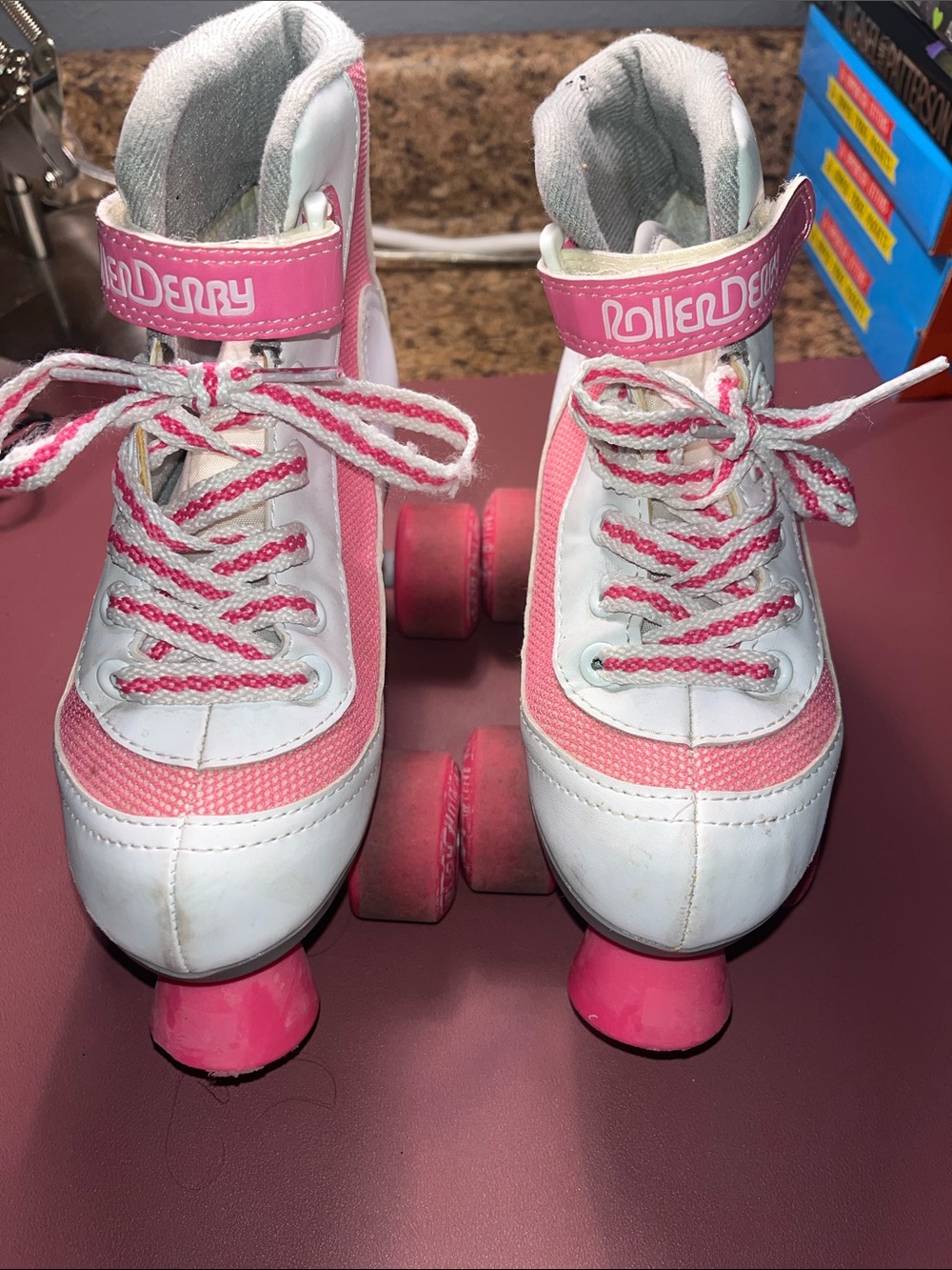 Roller Derby Kids Pink and White Quad Roller Skates